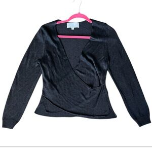 Michelle Masón Black Wrap Blouse Size: S